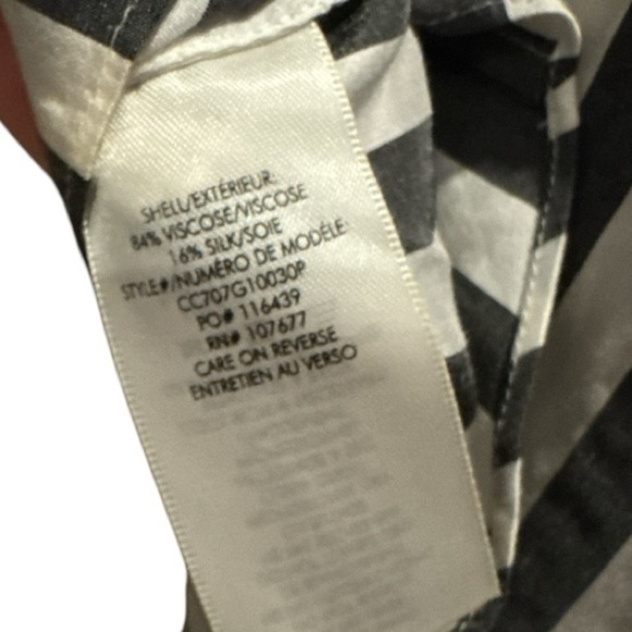 Alice + Olivia Tate Black White Striped Belted Shirt Dress Tunic Top Size L - Picture 9 of 10